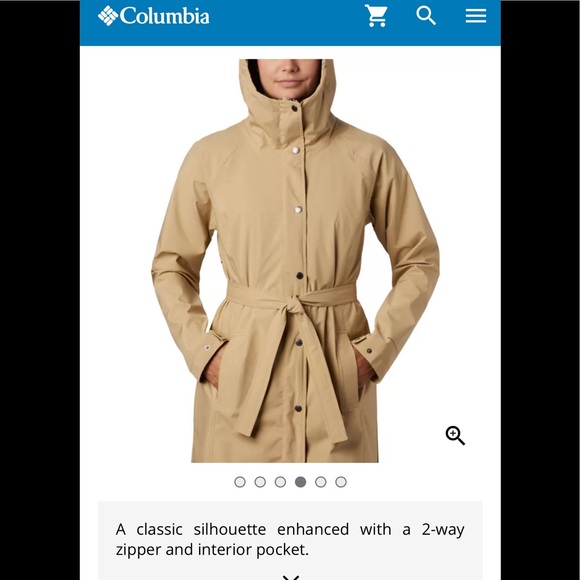 NWOT Columbia classic Long Trench Jacket- size M - Picture 3 of 6